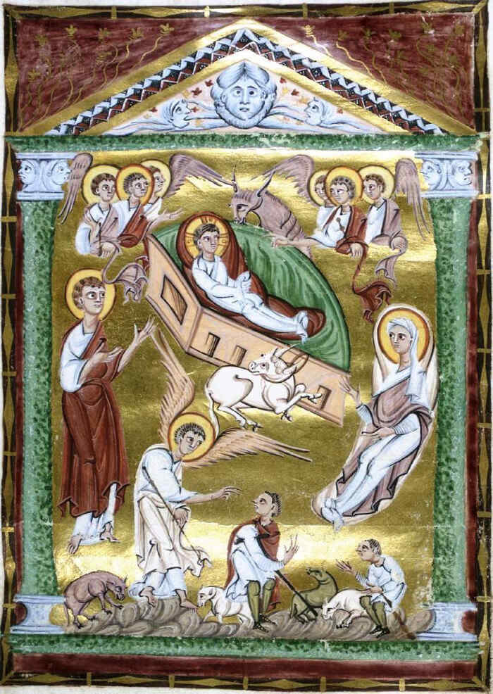 Miniature Birth of Christ and the annunciation to the shepherds